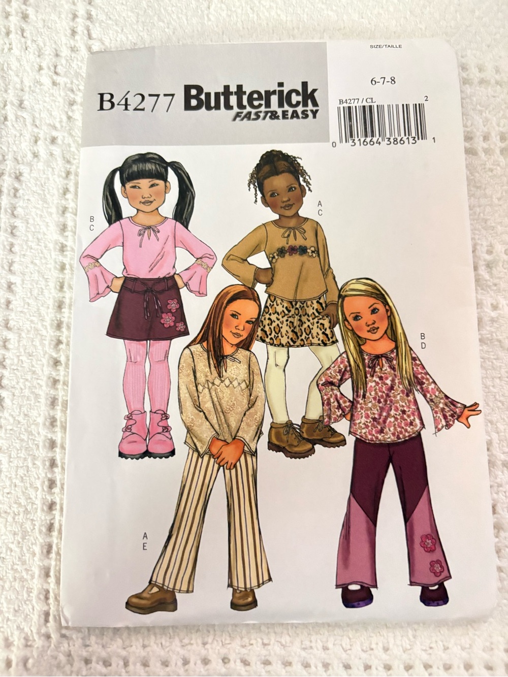 Butterick Fast & Easy Pattern B4277 for Girl’s Top, Skirt, Pants, and Belt